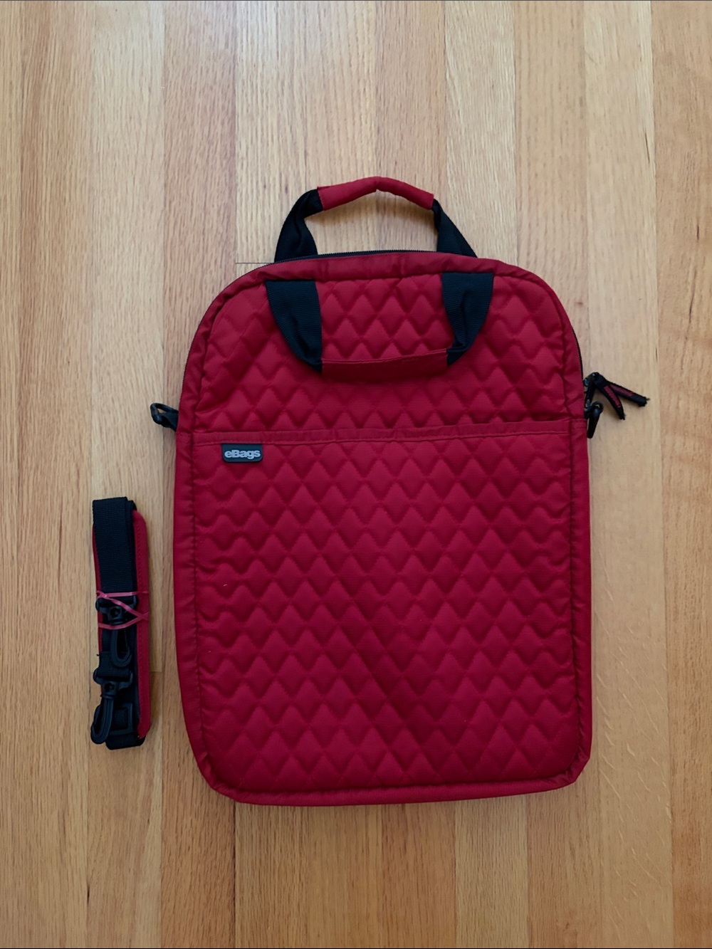eBags Quilted Laptop Sleeve Bag in Deep Red